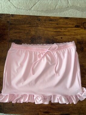 Women’s Pink Lace-Trim Sleep Skirt